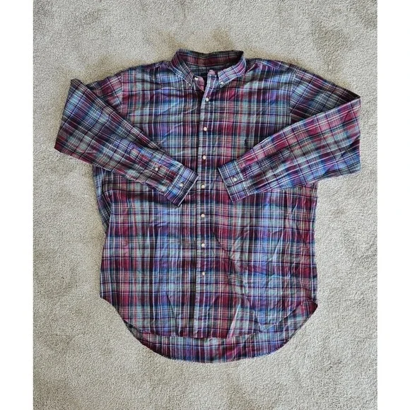 Ralph Lauren Mens XLT Tall Plaid Button Down Shirt Multicolor Cotton Pony Logo - Picture 2 of 9